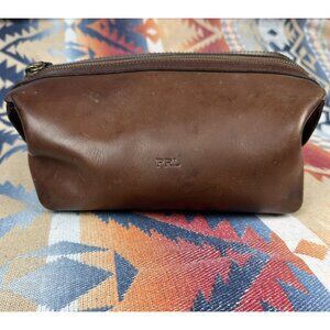 PRL Polo Ralph Lauren Full Leather Premium Toiletry Travel Bag Case Mens